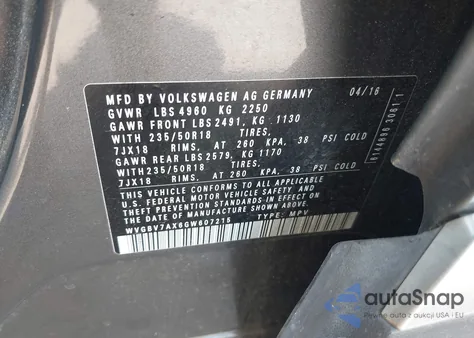 2016 Volkswagen Tiguan Se z USA, uszkodzony, nr VIN WVGBV7AX6GW607215